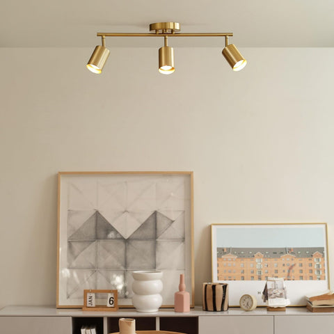 Globe Electric 64000093 21" 3-Light Track Lighting, Matte Brass, Pivoting Sha...