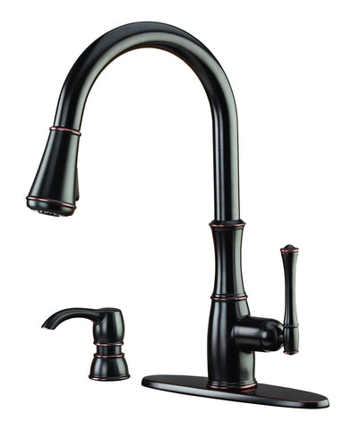 Pfister Wheaton Kitchen Faucet with Pull Down Sprayer and Soap Dispenser, Sin...