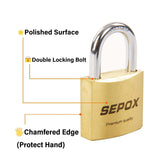 SEPOX&#174; 16 Pcs Pack Solid Brass Padlock with Same Keys 24 Pcs, Heavy Duty &