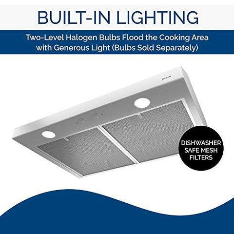 Broan-NuTone BCSD124WW Glacier Range Hood with Light, Exhaust 24-Inch, White