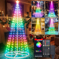 9Ft Lighted Christmas Tree Outdoor, Smart LED Christmas Cone Tree Light, DIY ...