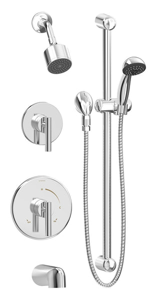 Symmons 3506-H321-V-CYL-B-1.5-TRM Dia 2-Handle Tub and 1-Spray Shower Trim wi...