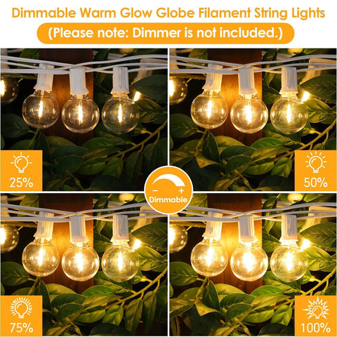 Mlambert 150Ft(3x50Ft) Outdoor String Lights, Connectable G40 Globe Patio Lig...