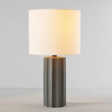 Globe Electric 61000061 20" Ribbed Ceramic Table Lamp, Dark Gray Concrete Fin...