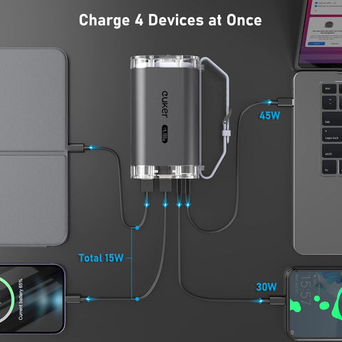 Power Bank 40000mAh 100W Laptop Portable Charger 4 Ports, IP67 with LED Light...