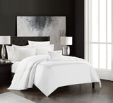 Chic Home Santorini 4 Piece Cotton Comforter Set Solid White with Dual Stripe...