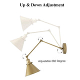 Gold Wall Sconce Lighting, Plug in or Hardwired Swing Arm Wall Lamp, Adjustab...