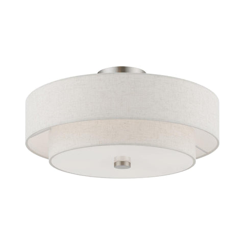 Livex Lighting Meridian 4 Light Semi-Flush in Brushed Nickel (51085-91)