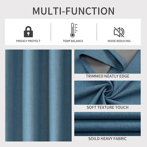 Joydeco Light Blue Blackout Curtains 120 Inches Long, Extra Long Blackout Cur...