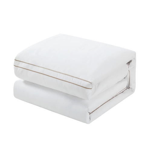 Chic Home Santorini 4 Piece Cotton Comforter Set Solid White with Dual Stripe...