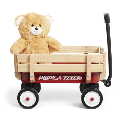 Radio Flyer My 1st Steel & Wood Toy Wagon with Teddy Bear, 19" Long Toy Wagon...