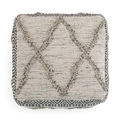 SIMPLIHOME Sweeney Square Pouf, 18" d x w x 14" h, Grey, Natural