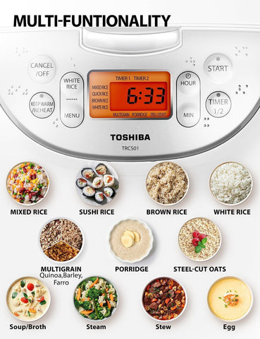 Toshiba Rice Cooker 6 Cup Uncooked – Japanese with 6 Cups, White