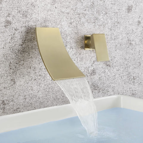 SKOWLL Waterfall Bathroom Faucet Widespread Bronze Wall Mount Faucet Single H...