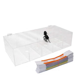 Clear Locking Currency Tray, 5 Compartment Cash Organizer Money Storage Box w...