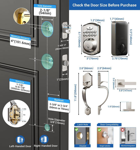 Veise Fingerprint Door Lock Set, Keyless Entry Door Lock, Front Door Handle S...