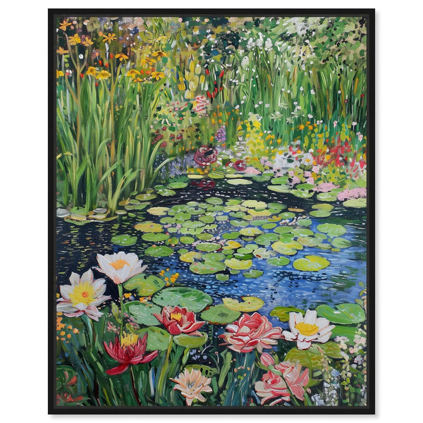 Impressionist Pond Framed Impressionism 1 Piece Canvas Wall Art/Monet And Van...