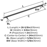 Amerock BP54026BBR | Black Bronze Appliance Pull | 24 inch (610mm) Center-to-...