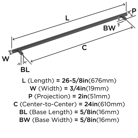 Amerock BP54026BBR | Black Bronze Appliance Pull | 24 inch (610mm) Center-to-...