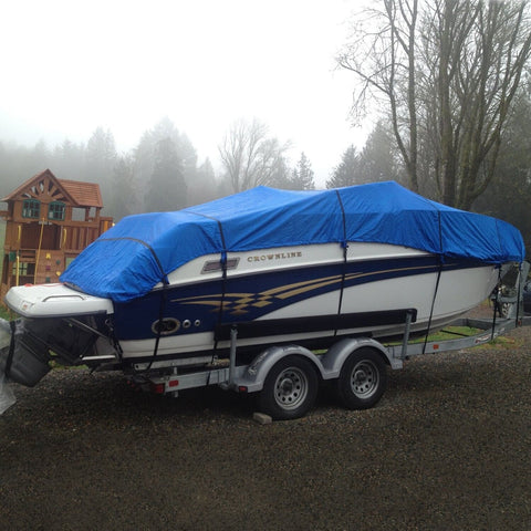 Budge B-600-X3 600 Denier V-Hull Runabout/Bass Boat Cover Blue 16' - 18' Long...