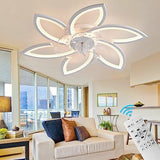 30" Modern Ceiling Fan with Lights Remote 30, White - 6 Flower Petals