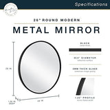 MCS Master & Co. Modern Metal Wall Mirror, 26 Inch Round, Black 26 in,