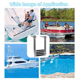 Boat 4 Step Ladder 316 Stainless Steel Folding Ladde, Pontoon Boat Telescopin...