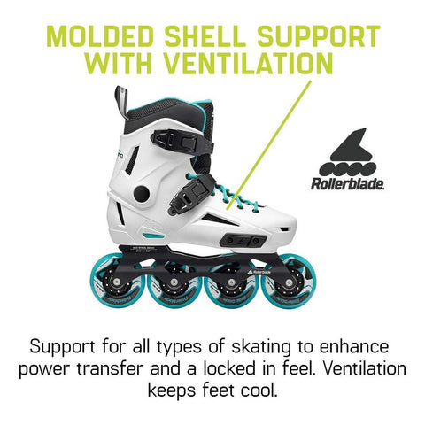 Rollerblade Lightning Women's Urban Inline Skate, White and Aqua White/Aqua 5