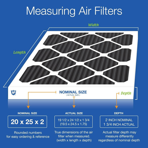 Nordic Pure 20x25x2 (19 1/2 x 24 1/2 x 1 3/4) Pure Carbon Pleated Odor Reduct...