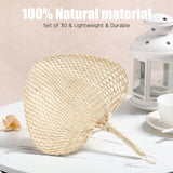 Marsui 30 Pieces Wedding Raffia Fans Bamboo Fan Natural Handmade Palm Leaf Ha...