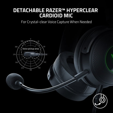 Razer Kraken V3 Wired USB Gaming Headset: Triforce Titanium Standard, Black