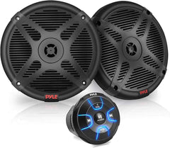 Pyle 6.5'' Dual Marine Speakers Kit - Waterproof-Rated w/Amplified Bluetooth ...