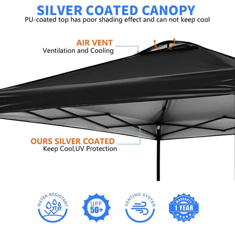 10x10 Canopy Replacement Top Cover,Pop Up Canopy Tent Top with Air Vent Ropes...