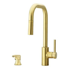 Pfister Zanna Kitchen Faucet with Pull Down Sprayer and Soap Brushed Gold