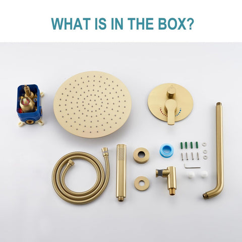 Brushed Gold Shower System, Bathroom Gold Shower Set Has 10 Inch Rain Shower ...