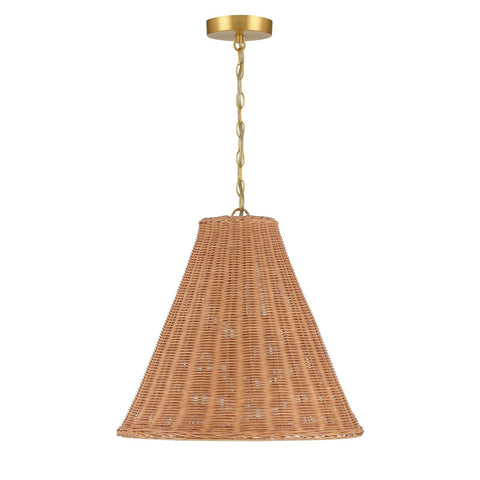 Creative Co-Op Rattan Taper Pendant Light, Natural 18" x 17"