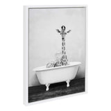 Kate and Laurel Sylvie Giraffe 2 in The Tub Framed Canvas Wall Art by Amy Pet...