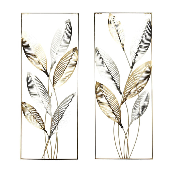 Deco 79 Metal Leaf Home Wall Decor Metallic Cutout Wall Sculpture with Silver...