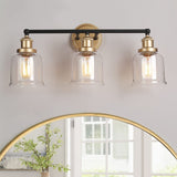 Durent Lighting Modern Bathroom Light Fixtures, 3-Light Black and Gold Bathro...