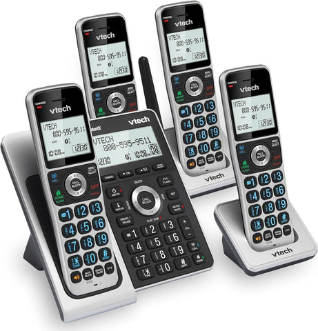 VTech VS306-4 DECT 6.0 4 Handsets Cordless Home 4 Handset, Silver & Black