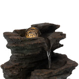 Gardenised Decorative 4 Tier Rock Look Water Fountain with LED Rolling Glow B...