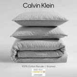 Calvin Klein - King Duvet Cover Set, Modern Cotton Washed Percale Bedding wit...