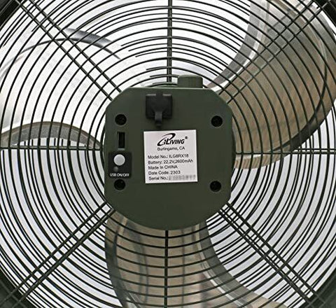 iLiving 18" Rechargeable Battery Operated Camping Floor Fan, 18-Inch, Green