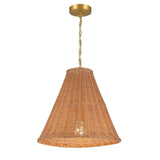 Creative Co-Op Rattan Taper Pendant Light, Natural 18" x 17"