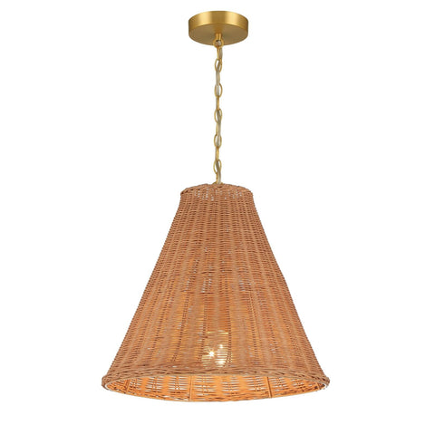 Creative Co-Op Rattan Taper Pendant Light, Natural 18" x 17"