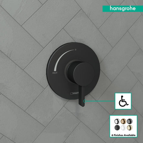 hansgrohe Ecostat S Modern 1-Handle 6-inch Wide Shower Valve Matte Black, 157...