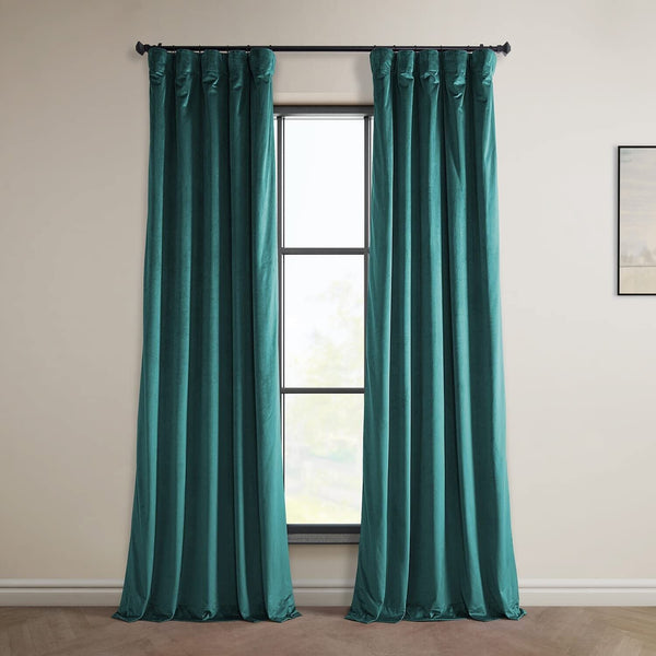 HPD Half Price Drapes Heritage Plush Velvet Curtains 84 Inches Long Room Dark...