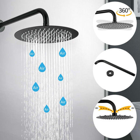 Rain Shower System Matte Black GAPPO Wall Mounted High Pressure Rainfall Show...