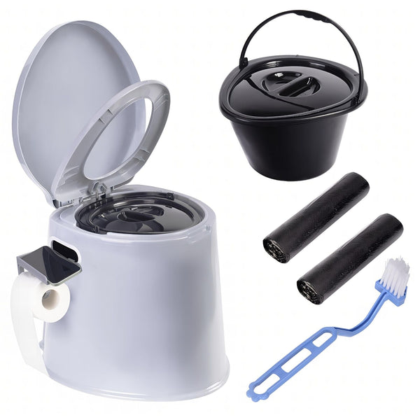 Portable Toilet, Adult and Child Toilet, 5.3 Gallon Mobile Toilet Bucket, Cam...