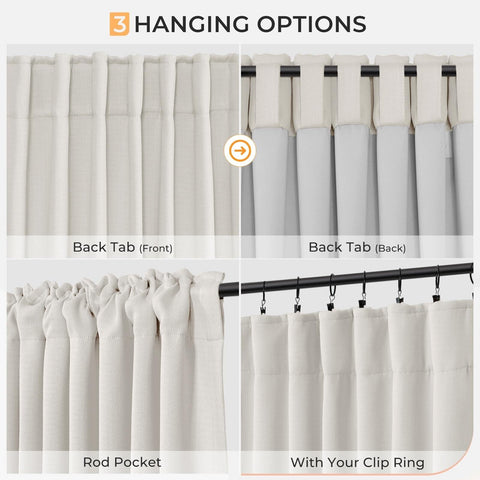 100% Blackout Shield Faux Linen Blackout Curtains for Bedroom 108 Inches Long...